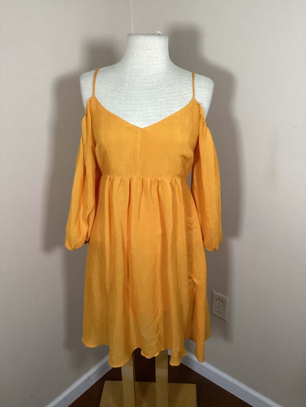 Moulinette Soeurs Yellow Cold Shoulder Mini Dress Size XS